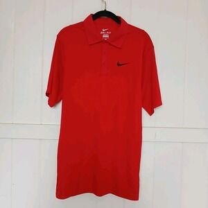 Nike Shirt Dri-Fit Golf Polo Men's Small Red Embroidered Swoosh Logo 997857